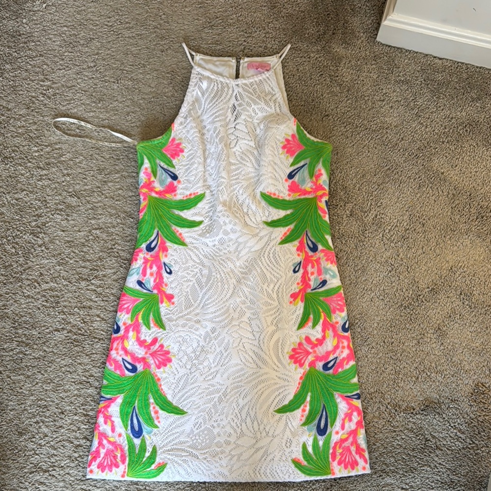 Lilly Pulitzer White Pearl Shift Tropical Fruit Lacesize